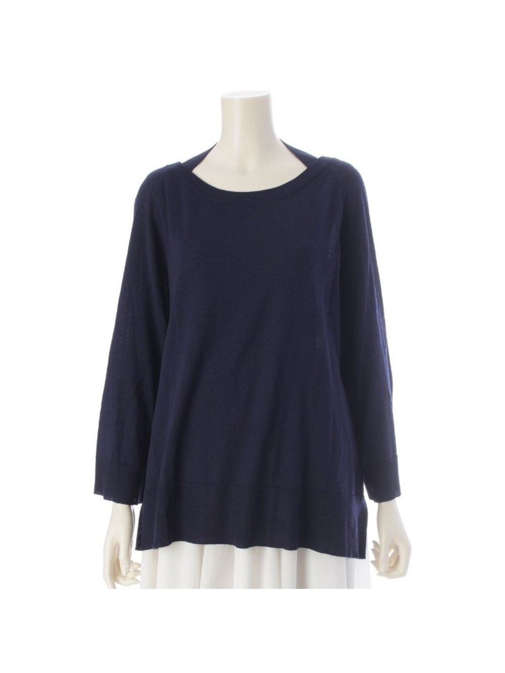 Prada Wool Knit Sweater Top Navy 42